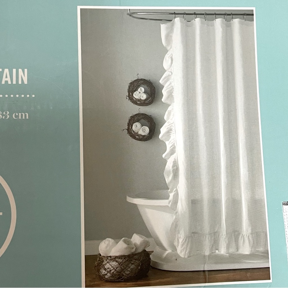 100%Linen Shower Current MARTHA STEWART 72”x 72” Color: White NWT